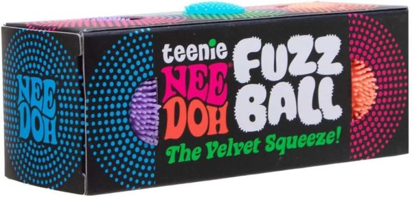 Schylling Teenie NeeDoh Fuzz Ball - Mini Sensory Toy with a Velvet Texture and Soft Cloud Squish - Color May Vary; Three Fuzz Balls Per Pack