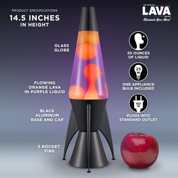Lava The Original Lamp - 14.5 Evenfall ?C Retro Rocket Liquid Motion Lamp - Yellow Wax and Purple Liquid - Item #2391 (Amazon Exclusive)
