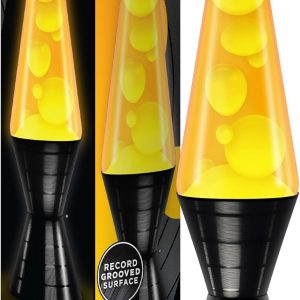 Lava? Lamp - 14.5'' Vinyl Record Grooved Base - The Original Motion Light - Yellow Wax and Orange Liquid - Item #2017